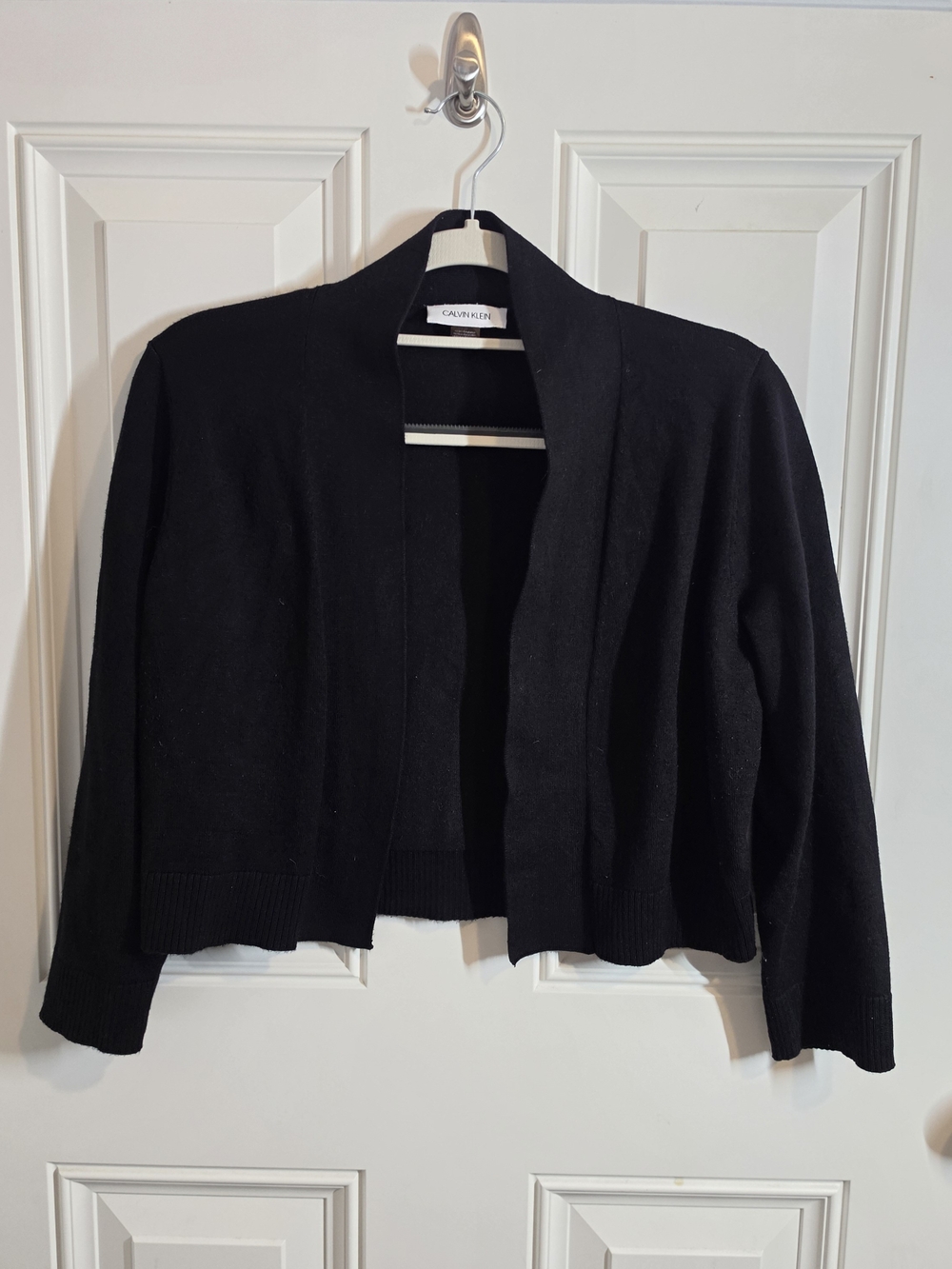 Calvin Klein Black Open-Front Cropped Cardigan